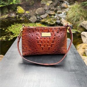 Brahmin Leather Melbourne Pecan Anytime Mini Handbag